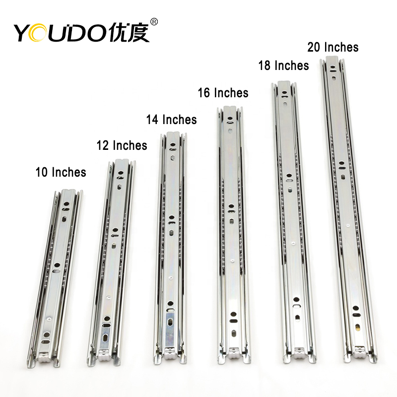 YOUDO 35mm Cabinet Drawer Slide Correderas Push Open Roller Runner Telescopicas Para Gavetas Ball Bearing Slide