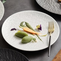 Assiette plate en porcelaine de style hôtel, motif pierre blanche, vaisselle de table rituelle de restaurant, assiette à dessert, assiette à dîner en céramique