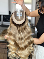 Mini perruque SHY en cheveux humains vierges, effet cuir chevelu naturel, vente en gros