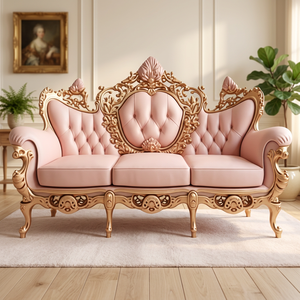 Sofá Tradicional Convertible de 3 Plazas en Madera de Teca Sólida, con Cojines de Espuma Tallados de Lujo, para Sala de Estar - Product Image 3