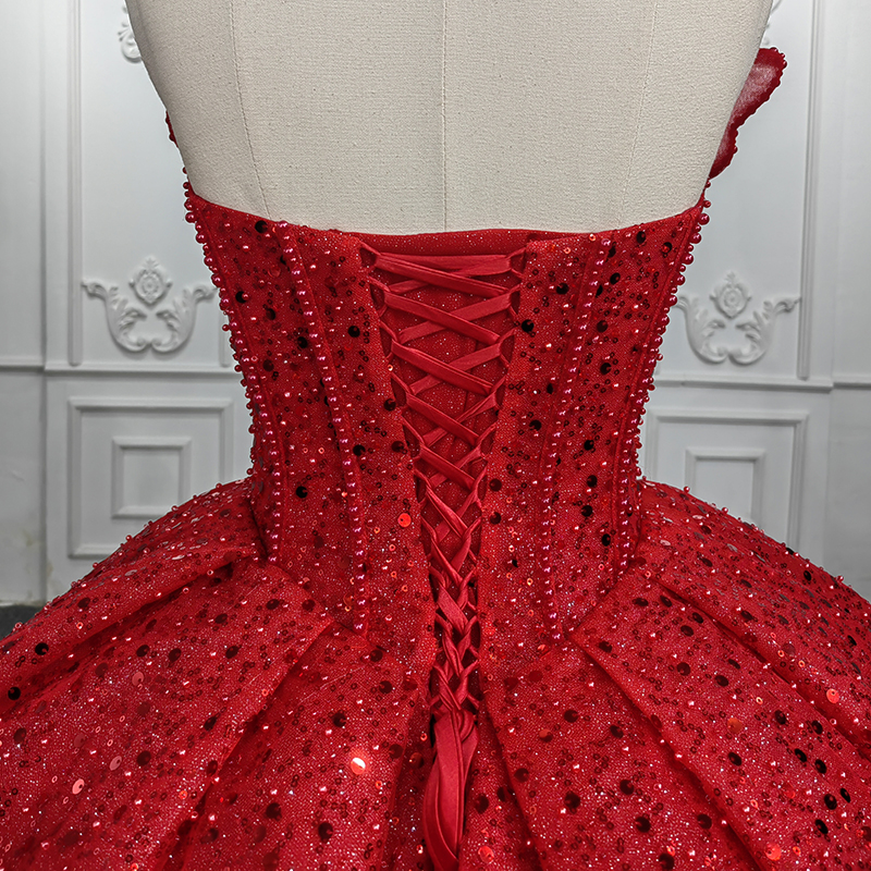 Jancember DY9955 Bow Sequined Tulle Lace up Ball Gown