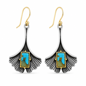 Orecchini Vintage Boho con Ginkgo Biloba e Turchese, Regalo Quotidiano per Donne - Product Image 2