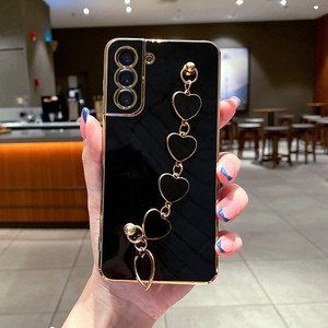 Funda A73 de Lujo con Correa de Cadena de Corazones, Soporte para Teléfono, Cubierta Electrochapada para Samsung Galaxy A51 <span class=keywords><strong>A52</strong></span> A50 A30 A70 A31 A71 A33 A53 A7 <span class=keywords><strong>M33</strong></span> - Product Image 1