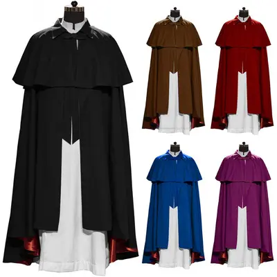 Mittelalter liche Mönch Halloween Kostüme Comic Con Party Cosplay Kostüm Roben Umhang Cape Friar Renaissance Priester für Männer