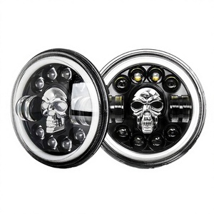 Nuevo Faro LED KEMAUTO de 7 Pulgadas Dot E9 Skull RGB 6500K Daymaker con Anillo Halo Ámbar Ojos ANL H4 Luz Alta/Baja 6000 Lúmenes 12V/24V para Coches - Product Image 2