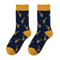 Chaussettes en coton jacquard personnalisées à motif notes de musique, style fantaisie pour instruments de musique, pour OEM ODM, chaussettes personnalisées