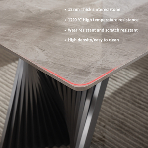 Tavolo da Pranzo Minimalista Moderno di Lusso in Acciaio Inossidabile per 6-8 Persone con Piano in Pietra Sinterizzata Ecologica Impermeabile per Casa, Assemblato - Product Image 4