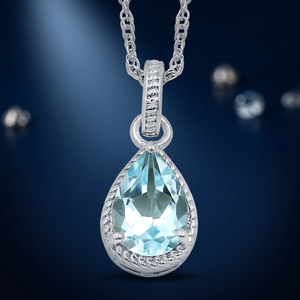 GOURIK Colgante Solitario de Topacio Azul Cielo en Forma de Pera con Engaste de Garra, Plata 925, Joyería Fina de Lujo para Mujer, Boda y Uso Diario - Product Image 2