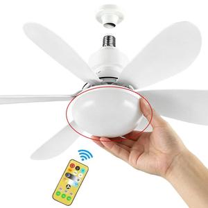 0728 Hot Sale 360. Rotatable Bulb <b>Fan</b> Abs+ Pp Leaf Structure Mini <b>Ceiling</b> Light Socket Extender <b>Remote</b> <b>Control</b> - Product Image 3