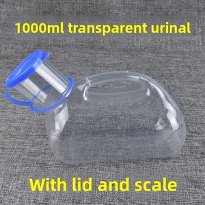 Pot urinaire transparent <span class=keywords><strong>pour</strong></span> hommes avec couvercle et échelle graduée, bouteille en plastique <span class=keywords><strong>pour</strong></span> usage nocturne, usage mains libres, embout urétral conique - Product Image 2
