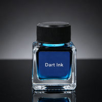 Flacon d'encre carré en verre vide de 25 ml pour stylo-plume, avec logo personnalisé, pot d'encre en verre transparent avec couvercle à vis noir, conteneur d'encre en gros