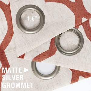 Rosso <span class=keywords><strong>su</strong></span> Beige Marocchino Mattonelle di <span class=keywords><strong>Stampa</strong></span> Tende per il Salone Quadrifoglio Lino Misto Lino Tessuto Geometria Reticolo Anelli di Tenuta sulla parte superiore - Product Image 6