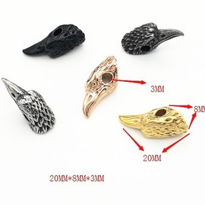 Perle d'espacement en acier inoxydable plaqué Yunnique Steel Wings Eagle Head de 20 mm pour la fabrication de bracelets et la création de bijoux DIY - Product Image 1