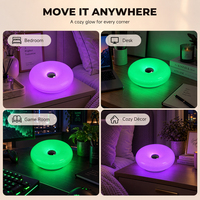Lampe de table LED décorative d'intérieur en forme de donut, à économie d'énergie, en ABS brillant, à fixation murale/sur pied, applique murale RGB pour la maison