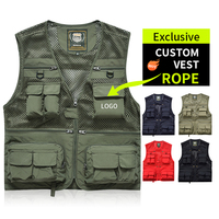 Veste en nylon pour homme en gros, vêtement de plein air respirant, multi-poches, pour la pêche, la photographie, le journalisme, broderie, logo personnalisé