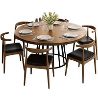 Chaises de salle à manger de restaurant nordique ensemble de 6 meubles de salle à manger d'appartement à usage commercial en bois massif et à cadre en fer