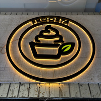 Letrero LED Personalizable con Logotipo Metálico, Letrero 3D Retroiluminado para Recepción de Negocios, Letrero Personalizado para Cafetería
