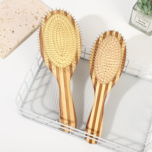 Cojín de aire de bambú natural con logotipo personalizado, peine de masaje, agujas de acero, alfileres, cepillo de pelo de paleta, extensión de peluca, cepillo de pelo desenredante - Product Image 3