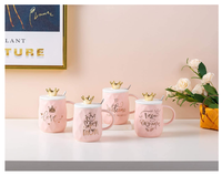 Tasse à café de luxe pour maman avec couvercle en forme de couronne, tasse à café en céramique avec couvercle en forme de couronne, tasse en céramique mignonne avec couvercle, cadeau unique pour les femmes