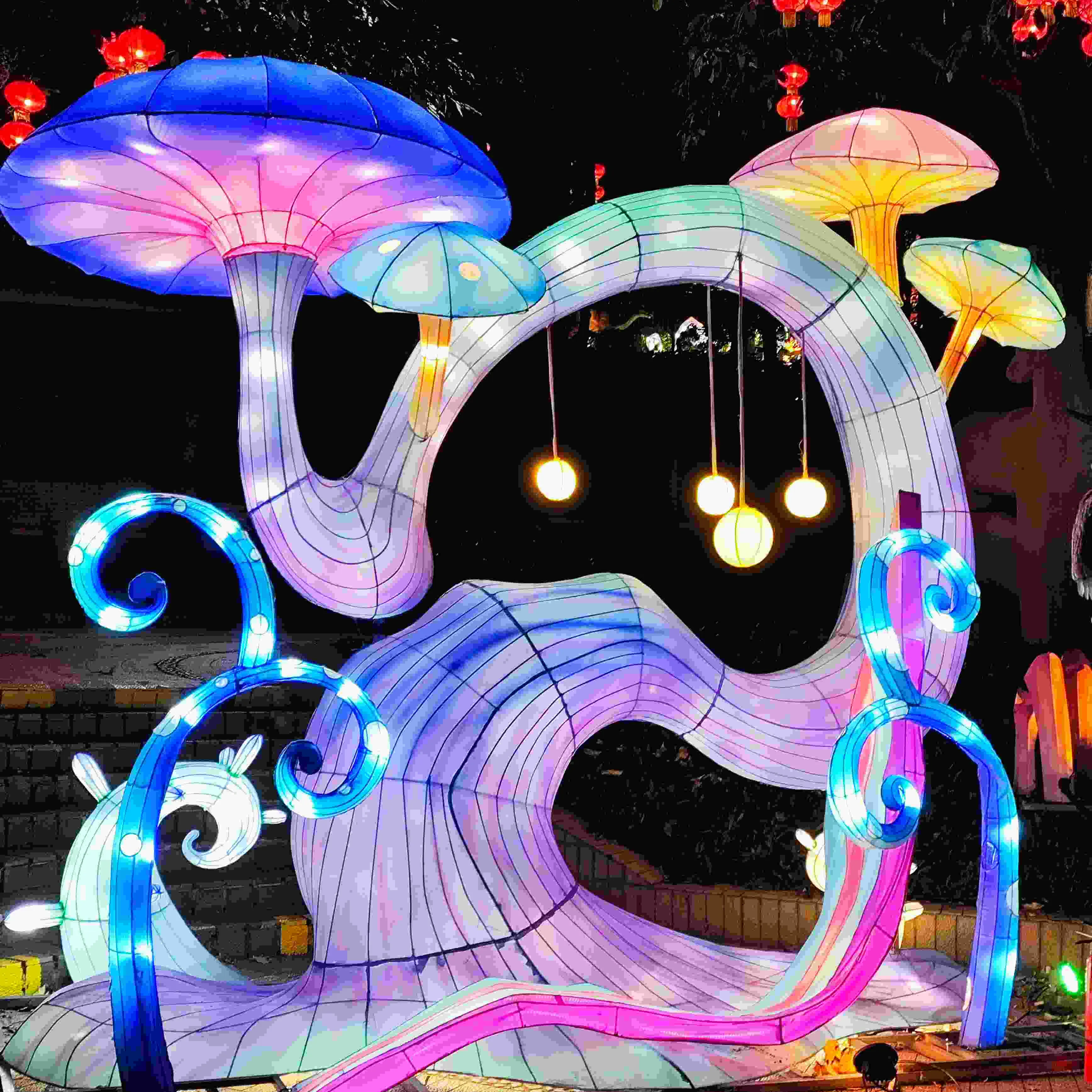 Chinese Light Show Decorative Flower Lanterns Outdoor Mushroom Lantern