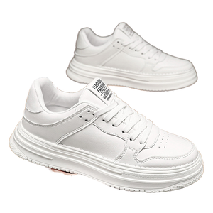 Chaussures décontractées tendance pour hommes, style coréen, respirantes, en maille, à lacets, à semelle épaisse, blanches, pour le printemps et l'automne - Product Image 1