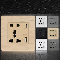 Plaque PC prise électrique 2 broches et 3 broches prise murale universelle Type C prises de chargeur USB