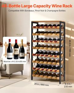 Estante para Botellas de Vino Estilo <span class=keywords><strong>Industrial</strong></span> Vintage - 8 Niveles, Capacidad para 48 Botellas, Estructura Metálica Resistente <span class=keywords><strong>y</strong></span> Estantes de <span class=keywords><strong>Madera</strong></span> con Parte Superior para Exhibición - Product Image 3