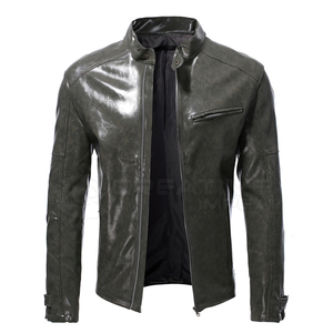 เสื้อแจ็กเก็ตผู้ชายสไตล์ไฮสตรีทแบบมีขาตั้งหนังวัวสีพื้นกันลมกันน้ำออกแบบได้ตามต้องการ - Product Image 1