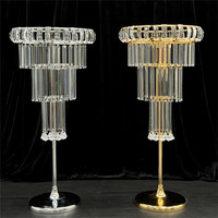 Centre de table en fer doré, support de fleurs en métal et acrylique, accessoire de scène pour mariage, hôtel, fête, événement, banquet, décoration