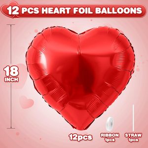 بالونات على شكل قلب من رقائق الألومنيوم باللون الأحمر والوردي مقاس 18 بوصة من ياتشن، 12 قطعة لتزيين حفلات عيد الحب والذكرى السنوية والزفاف - Product Image 2