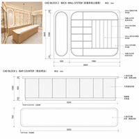 Comptoir de bar à café en bois clair personnalisé avec éclairage LED, mobilier de réception de café, vitrine murale avec personnalisation à guichet unique