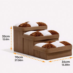 Escalier pliable <span class=keywords><strong>pour</strong></span> <span class=keywords><strong>chien</strong></span> en 3 marches, design à carreaux, <span class=keywords><strong>rampe</strong></span> amovible <span class=keywords><strong>pour</strong></span> animaux de compagnie <span class=keywords><strong>pour</strong></span> les lits et les canapés hauts - Product Image 6