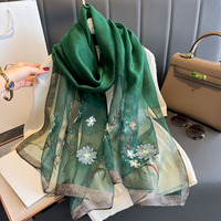 Vente chaude Nouveau Jacquard Soie Mélange Foulards 70*190CM Soie Laine Châles Tête Wraps Dames Fleur Brodé Soie Organza Écharpe Hijab