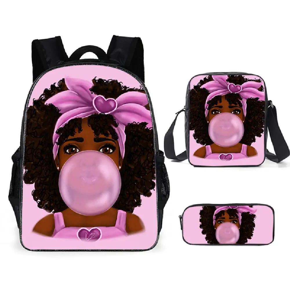 Fabbrica A Buon Mercato Torna A Scuola Zaino Americano Nero di Arte Africana Ragazze Bambini Sacchetto di Scuola Mochila 3 Pz/set Sacchetti di Scuola per le Ragazze