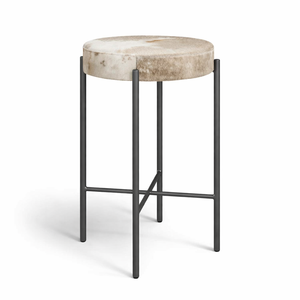 Tabourets de bar portables d'inspiration vintage avec assise en cuir à poils, structure métallique pour décoration rustique de cuisine, îlot, chambre, école ou bar - Product Image 6