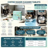 Tablettes nettoyantes pour café à faible mousse, faciles à rincer, pour usage domestique et en café, élimination des odeurs de café vieilli
