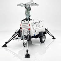 Mât de levage hydraulique entièrement automatisé tour d'éclairage alimentée par un générateur diesel montée sur remorque