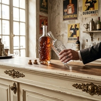 Bouteille à liqueur en verre transparente de haute qualité 500 ml avec motif squelette 3D, logo personnalisé, base épaisse et lourde pour la vodka, le scotch, le whisky
