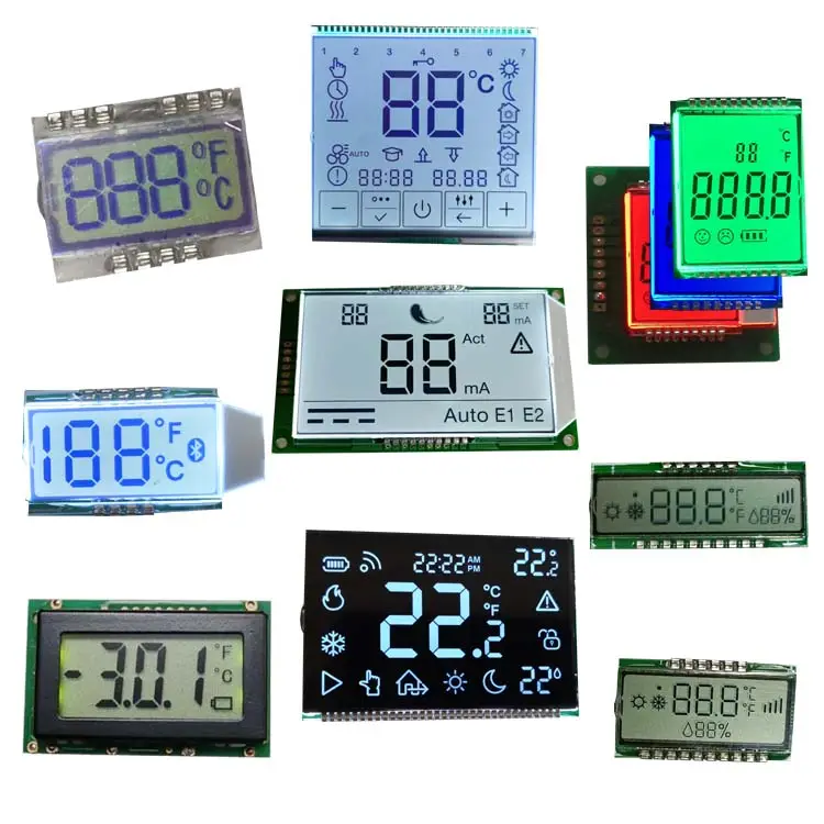 Werks-custom monochrom-bildschirm 7-segment-lcd-display für thermostat temperatur/energiemesser