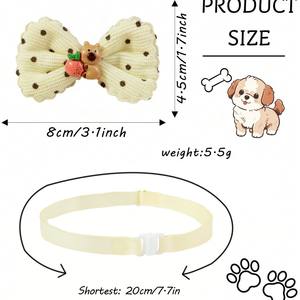 <span class=keywords><strong>Collar</strong></span> de cuello de poliéster ajustable gato perro lindo Color café lunares burbuja Lazo de algodón con decoración de dibujos animados accesorios para mascotas - Product Image 5