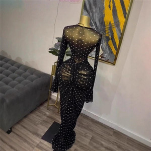 Abito Lungo da <span class=keywords><strong>Donna</strong></span> con Maniche a Campana, Rete a Pois Trasparente e Fodera, <span class=keywords><strong>Vestito</strong></span> Elegante per Feste di <span class=keywords><strong>Compleanno</strong></span> 2026 - Product Image 5