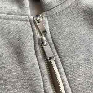 Sweat à capuche zippé court pour homme, 100% coton molletonné épais, coupe ample, double couche, effet vieilli vintage, style streetwear - Product Image 3