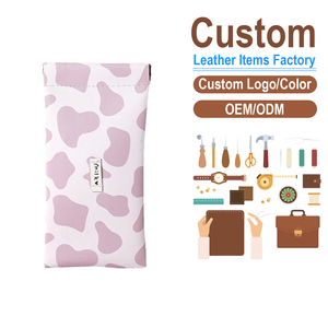 Pochette à lunettes en cuir PU motif vache mignon personnalisée par le fournisseur, étui de rangement à ressort pour lunettes de soleil - Product Image 2