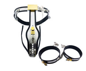 Ceinture de chasteté en forme de T en acier Jouets sexuels pour adultes Collier SM Anneau de bite Cage à bite Produits sexuels - Product Image 3