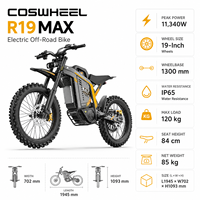 Vélo de montagne électrique Coswheel R19MAX 72V >80km/h Autonomie de 100 km Cadre en alliage 450 Nm Pneu Chaoyang 19 pouces Frein hydraulique Fastace