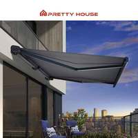 Cassette complète en aluminium robuste maison rétractable jardin extérieur parasol patio porche auvent avec éclairage LED
