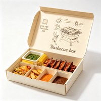Ensemble de boîtes à lunch bento jetables et recyclables avec gril intégré, emballage à emporter personnalisable