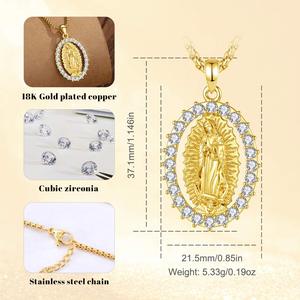 Pendentif Sainte Vierge Marie de Merryshine, amulette chrétienne, zircone cubique, médailles religieuses, collier avec verset biblique - Product Image 6