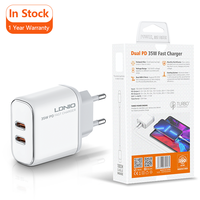 Chargeur mural Ldnio 35W rotatif transparent pour téléphone portable, 3 broches UK, 2 USB, Type C, adaptateur téléphonique AUS, Australie