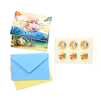Prix de gros conception personnalisée impression Hello Summer cartes de vœux à paillettes 3D avec enveloppe feuille d'autocollants